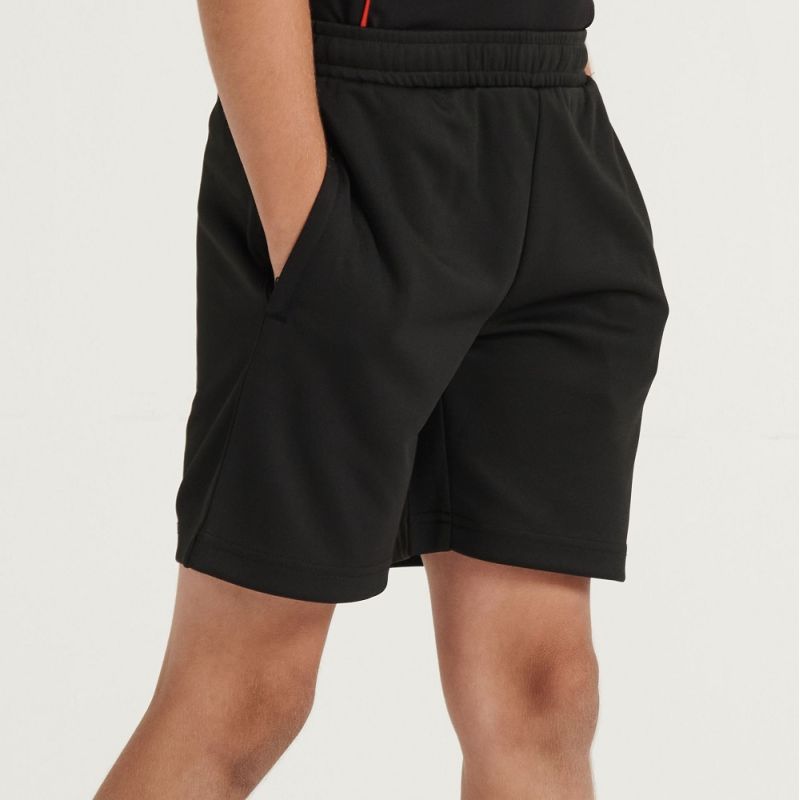 Short de sport enfant en polyester, poches zippées, taille élastiquée, 250 g/m²