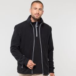 Bodywarmer polaire contrasté, fermeture et poches zippées contrastées, 300 g/m²