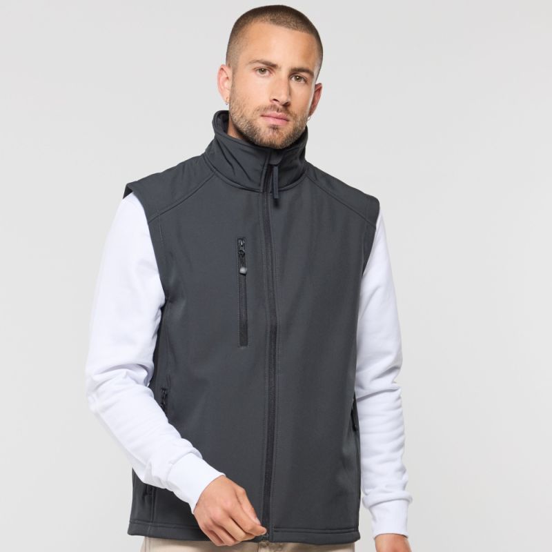 Bodywarmer softshell 3 couches, membrane respirante et imperméable, 340 g/m²