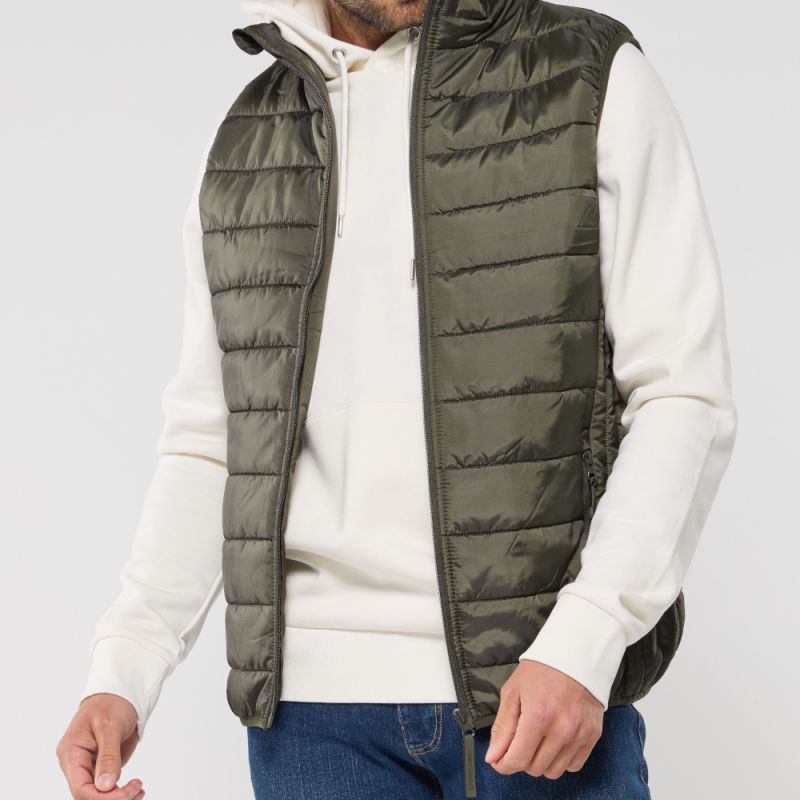 Bodywarmer homme en polyester recyclé, fermeture zippée, poches latérales, 160 g/m²