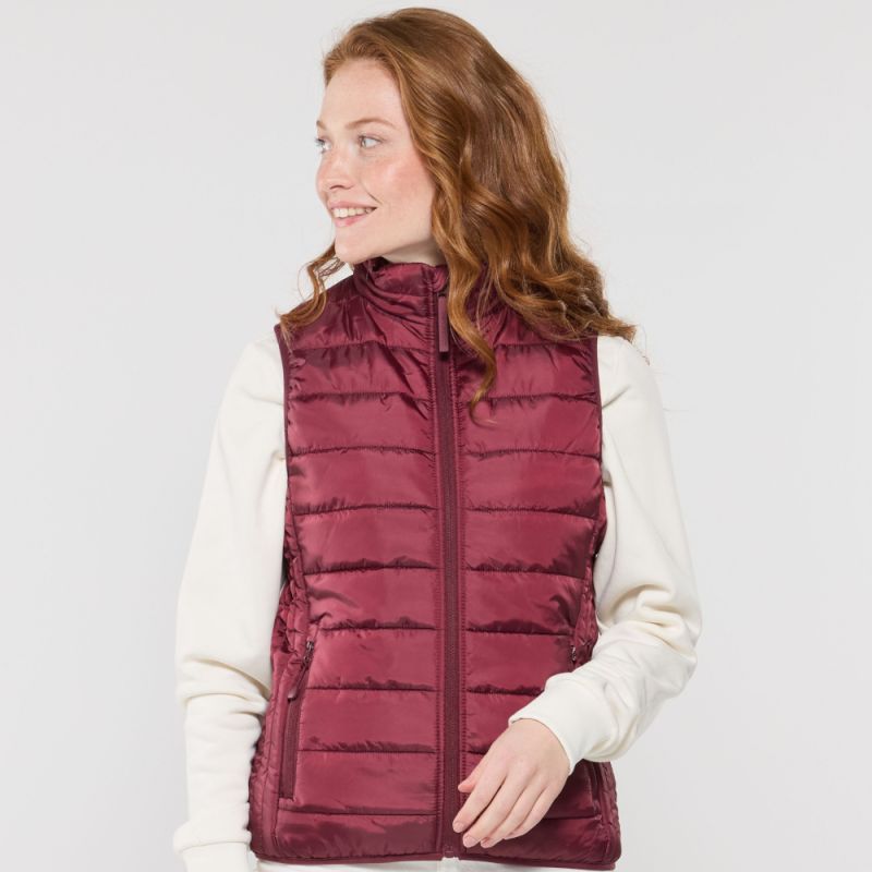 Bodywarmer femme en polyester recyclé, fermeture zippée, poches latérales, 160 g/m²