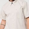 Chemise en coton manches courtes, poche poitrine, intérieur col contrasté, 130 g/m²