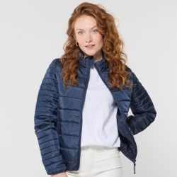 Doudoune femme en polyester recyclé, fermeture zippée, poches latérales, 160 g/m²
