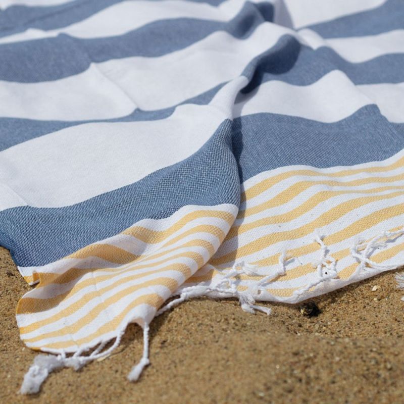 Fouta Marine en coton léger, séchage rapide, format 100 x 180 cm, 150 g/m²