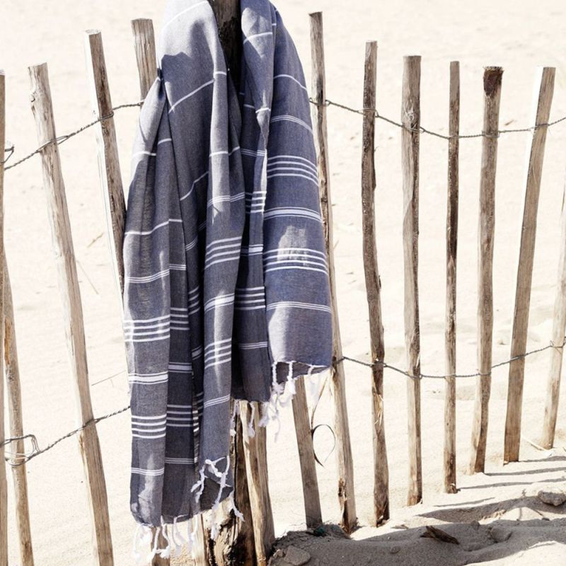 Fouta coton léger avec franges, séchage rapide, format 100 x 180 cm, 150 g/m²