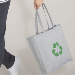 Sac shopping en coton recyclé avec soufflet, 200 g/m²