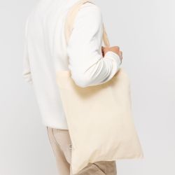 Sac shopping en coton recyclé, anses longues, 140 g/m²