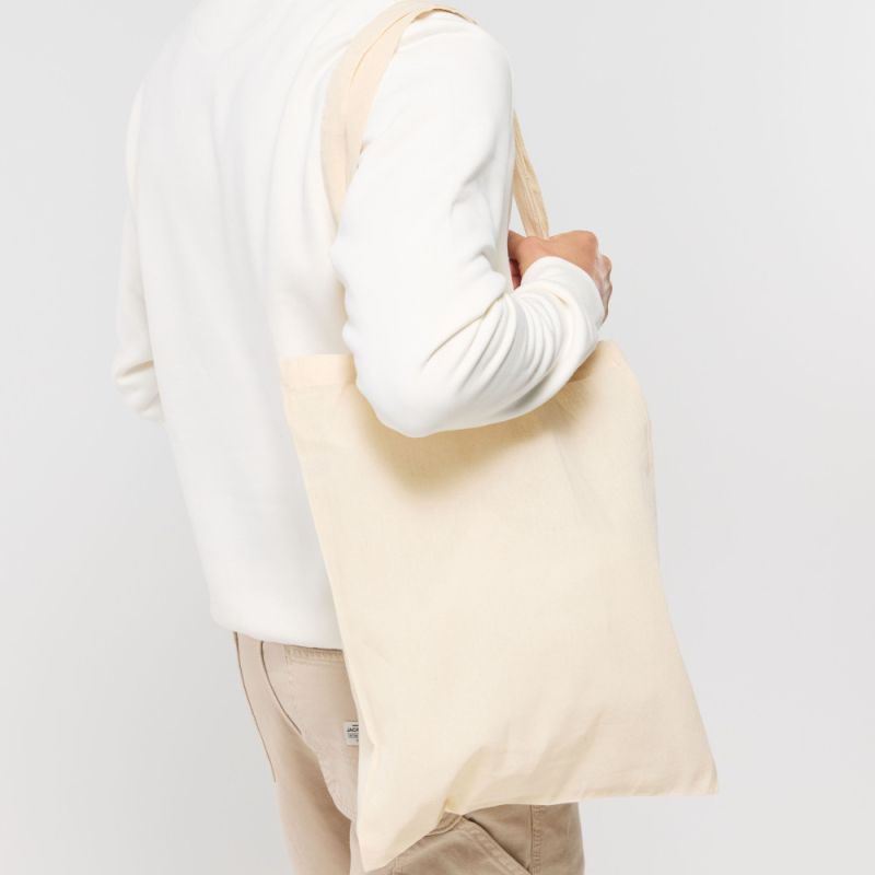 Sac shopping en coton recyclé, anses longues, 140 g/m²