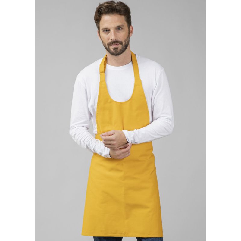 Tablier à bavette sans poches en polycoton ajustable, 240 g/m²