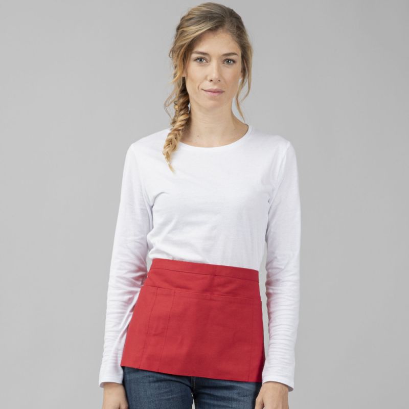 Tablier de barman court en coton, multipoches, 280 g/m²