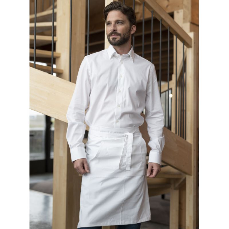 Tablier de barman mi-long en coton, multipoches, 280 g/m²