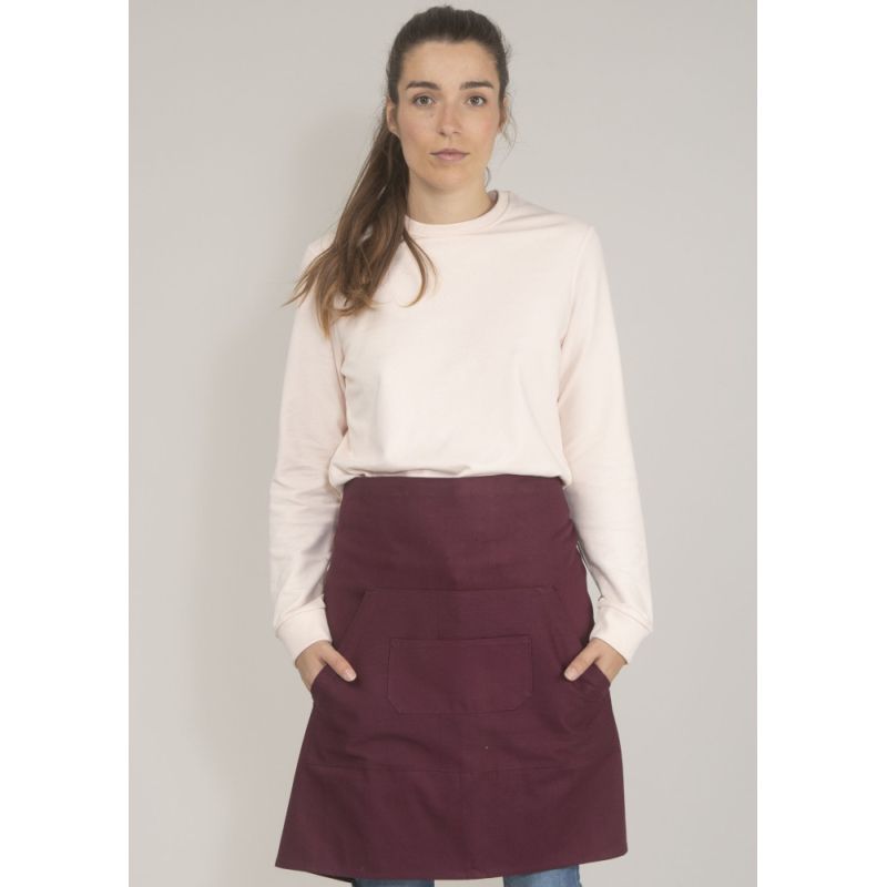 Tablier de barman mi-long en coton, multipoches, 280 g/m²