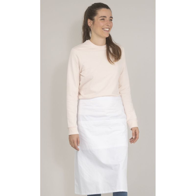 Tablier barman long en coton, 3 poches, 280 g/m²