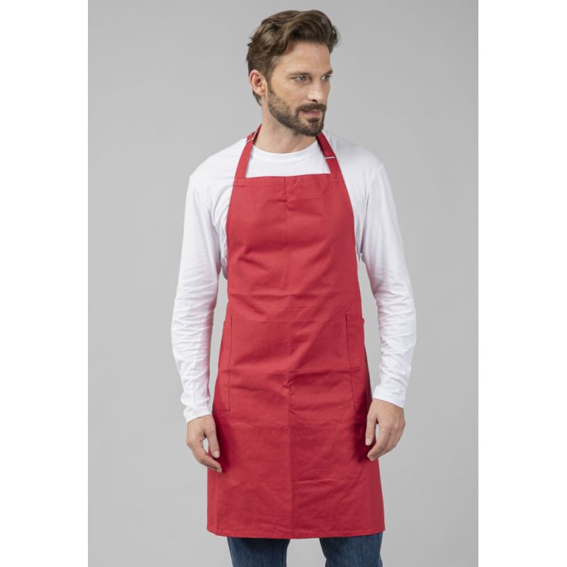 Tablier long 2 poches sur les côtés en coton