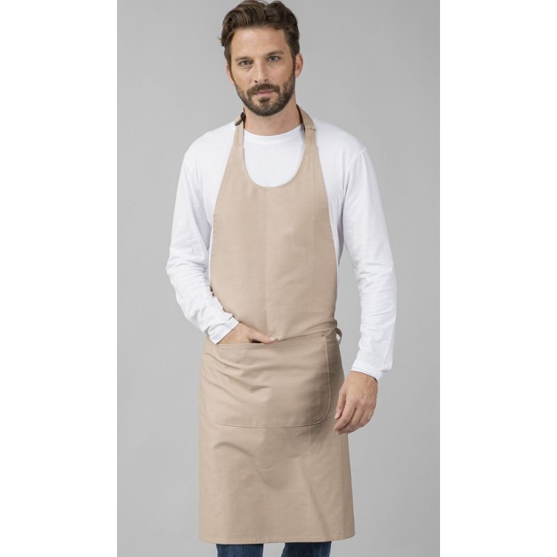 Tablier à bavette en coton avec grande poche, 280 g/m²