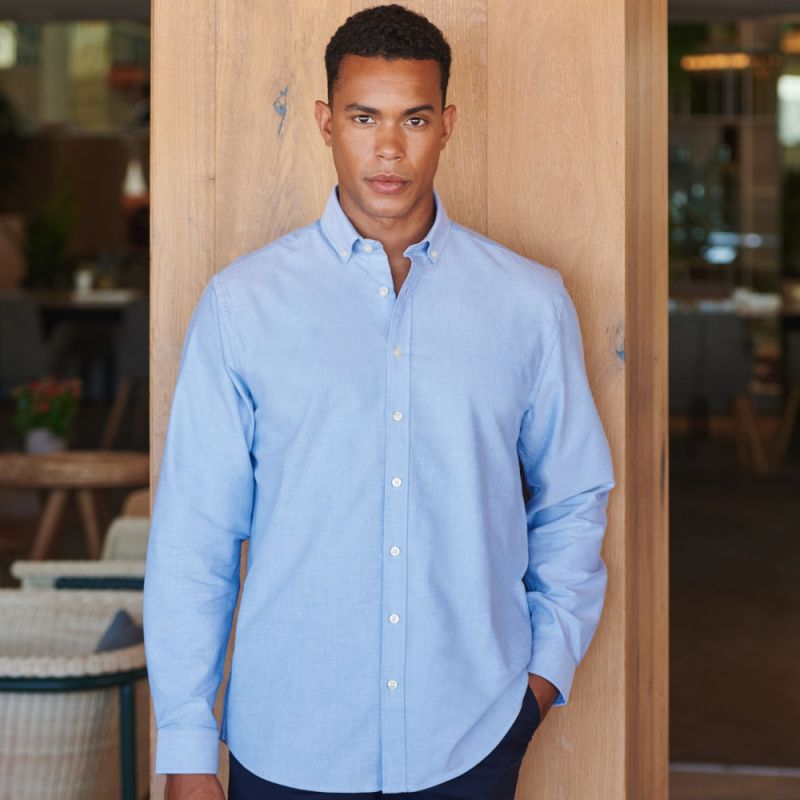 Chemise Oxford manches longues en coton infroissable, coupe décontractée, 150 g/m²