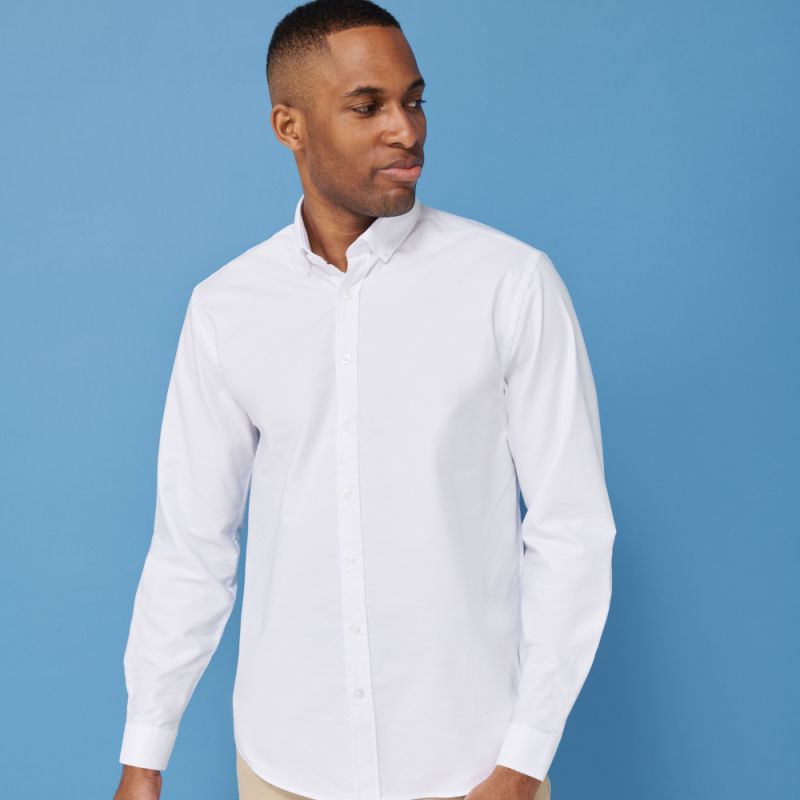 Chemise Oxford manches longues en coton infroissable, coupe décontractée, 150 g/m²