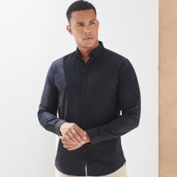 Chemise Oxford manches longues en coton infroissable, coupe cintrée, 150 g/m²