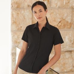 Chemisette femme respirante manches courtes en polyester léger, boutons nacrés, 115 g/m²