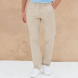 Pantalon homme chino slim en coton élastique, ceinture ajustable, 4 poches, 225 g/m²