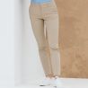 Pantalon femme chino slim en coton élastique, ceinture ajustable, 4 poches, 225 g/m²