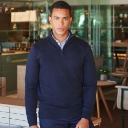 Pull col zippé en coton acrylique jauge 12, 225 g/m²
