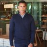 Pull col zippé en coton acrylique jauge 12, 225 g/m²
