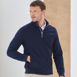 Sweat-shirt durable col zippé, intérieur brossé, 2 poches latérales zippées, 300 g/m²