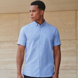 Chemise Oxford manches courtes en coton infroissable, coupe droite, 150 g/m²
