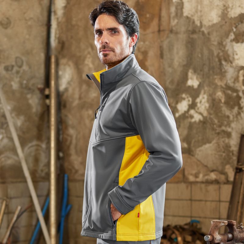 Blouson Softshell 3 couches bicolore avec 5 poches, 280 g/m²