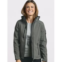 Veste softshell femme 3 couches capuche amovible NO LABEL, 310 g/m²