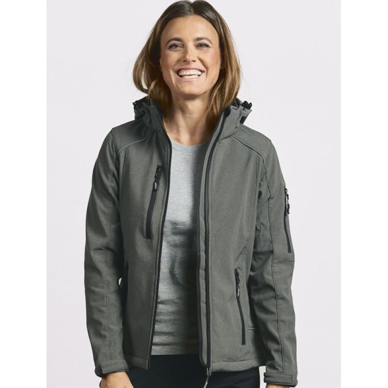 Veste softshell femme 3 couches capuche amovible NO LABEL, 310 g/m²