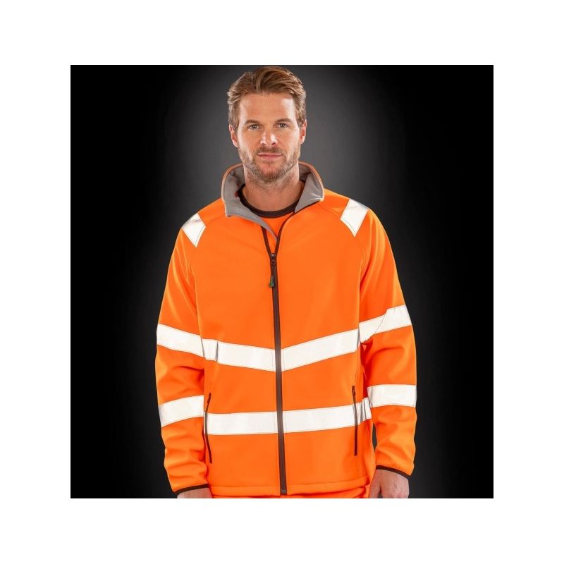 Veste softshell 2 couches haute visibilité recyclée, imperméable, respirante, 280 g/m²