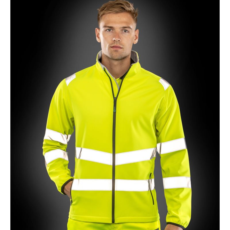 Veste softshell 2 couches haute visibilité recyclée, imperméable, respirante, 280 g/m²