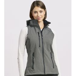 Bodywarmer femme softshell avec capuche, poches zippées, 310 g/m²