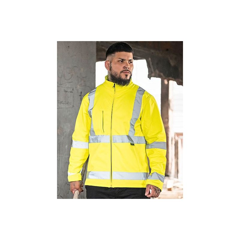 Veste softshell de sécurité Hi-Vis, coupe-vent avec doublure en polaire isolante, 300 g/m²