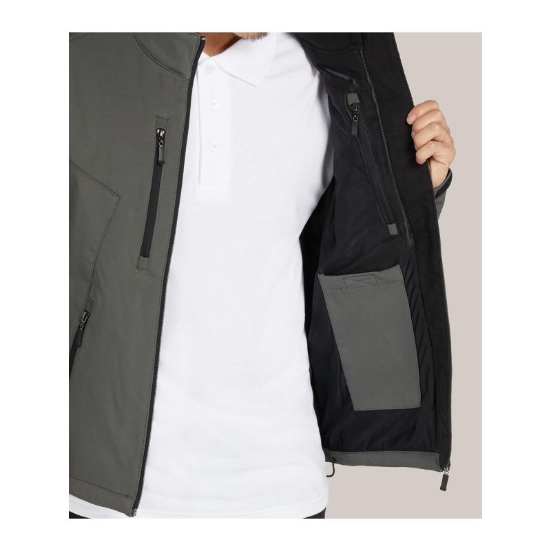 Veste Softshell 3 couches homme imperméable et respirante mulitpoches, 280 g/m²