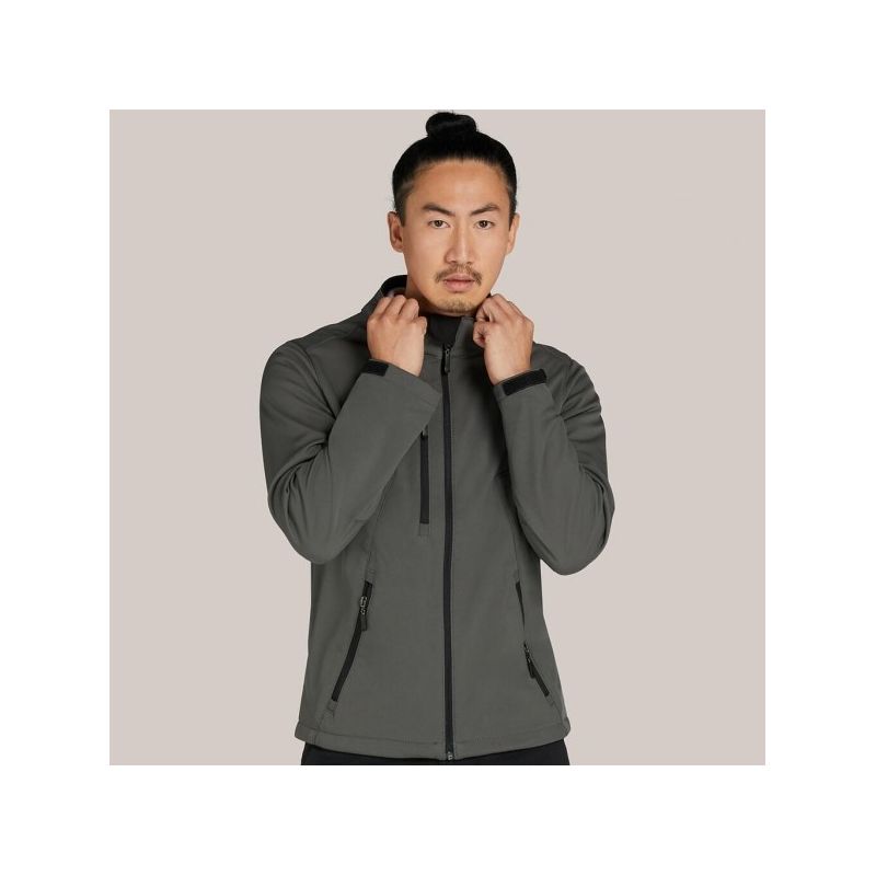 Veste Softshell 3 couches homme imperméable et respirante mulitpoches, 280 g/m²