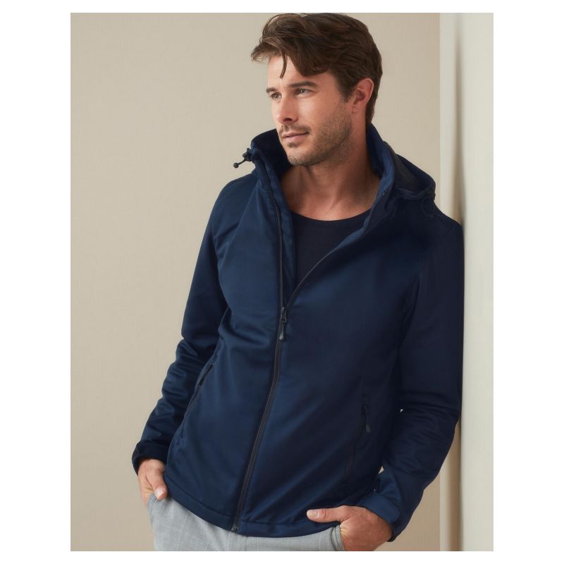 Veste softshell homme respirante et imperméable, capuche amovible, 250 g/m²