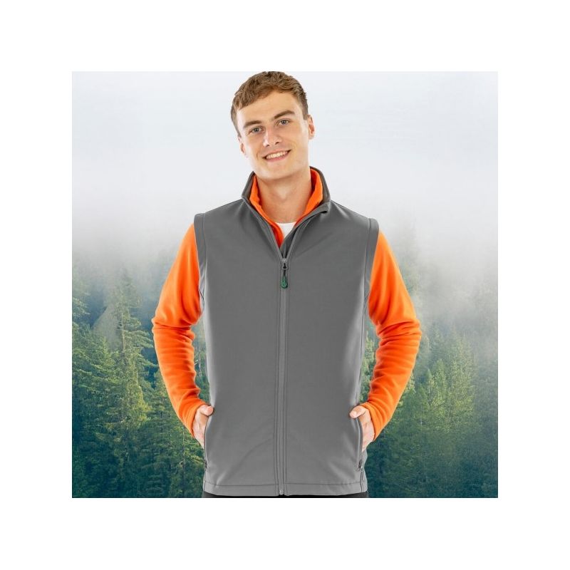 Bodywarmer homme softshell 2 couches recyclé coupe ajustée, 280 g/m²