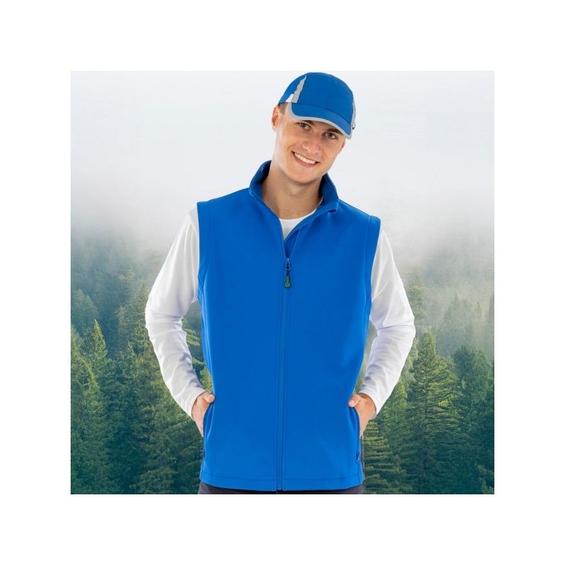 Bodywarmer homme softshell 2 couches recyclé coupe ajustée, 280 g/m²