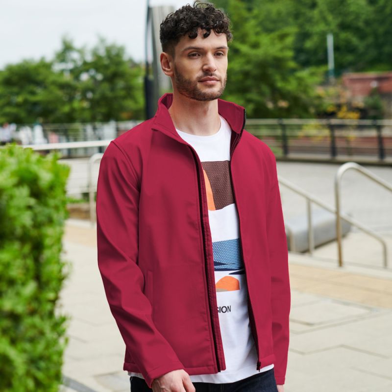 Veste Softshell homme 2 couches polyester imprimable, coupe-vent, 265 g/m²