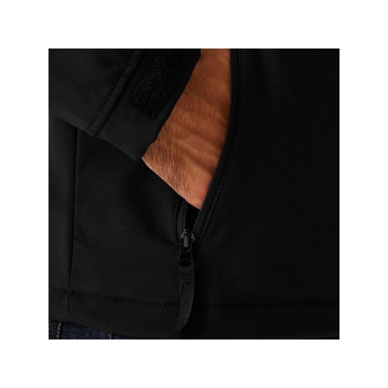 Veste softshell homme 3 couches hydrofuge respirant, capuche intégrée, 300 g/m²