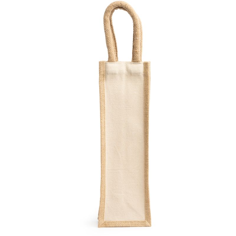 Sac laminé en jute et coton avec anses renforcées, parfait pour les bouteilles