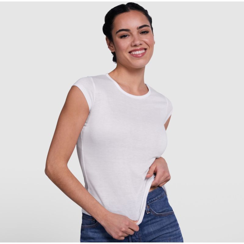 T-shirt femme sublimation manches courtes en polyester touché coton, 150 g/m²