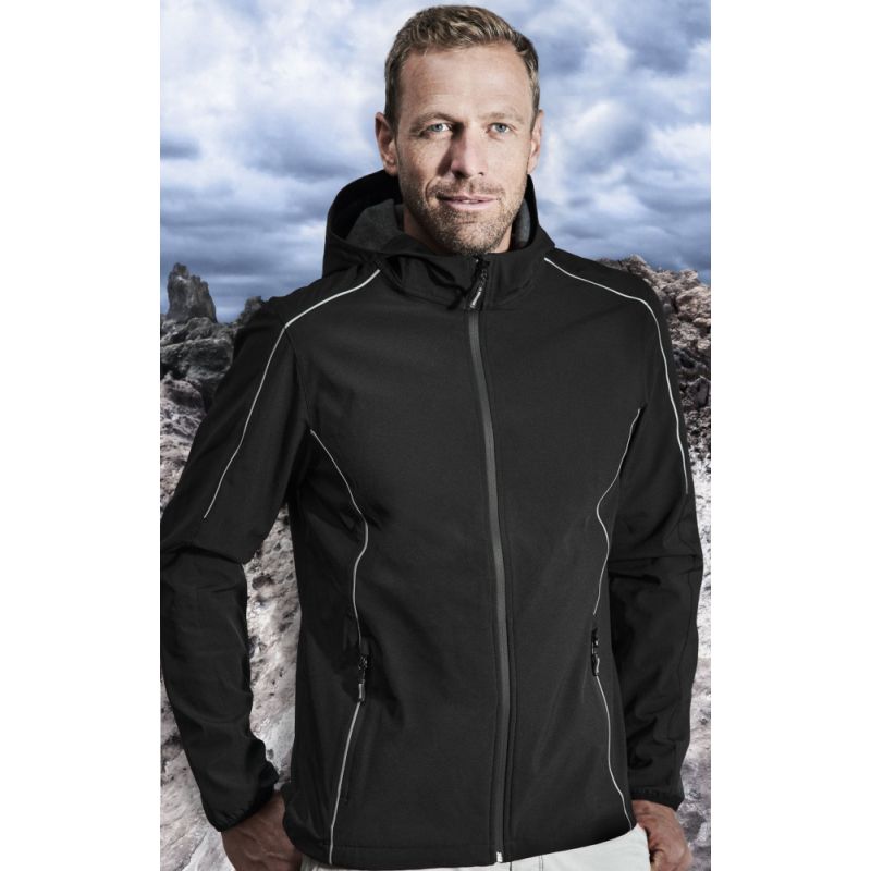 Veste softshell 3 couches légère homme à capuche imperméable, respirante, 260 g/m²