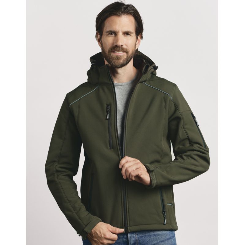 Veste softshell chaude pour homme à capuche, imperméable et respirante, 440 g/m²