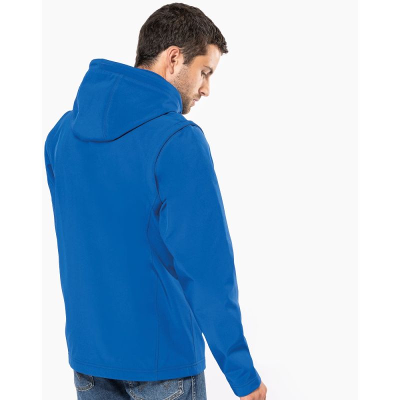 Veste Softshell 3 couches chaude à capuche avec manches amovibles, 300 g/m²