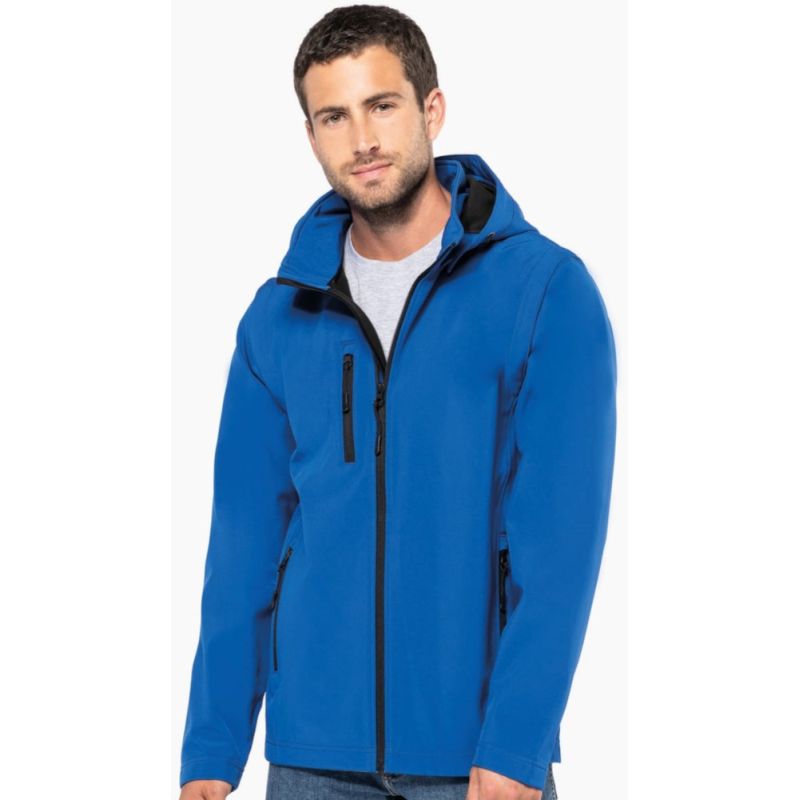 Veste Softshell 3 couches chaude à capuche avec manches amovibles, 300 g/m²