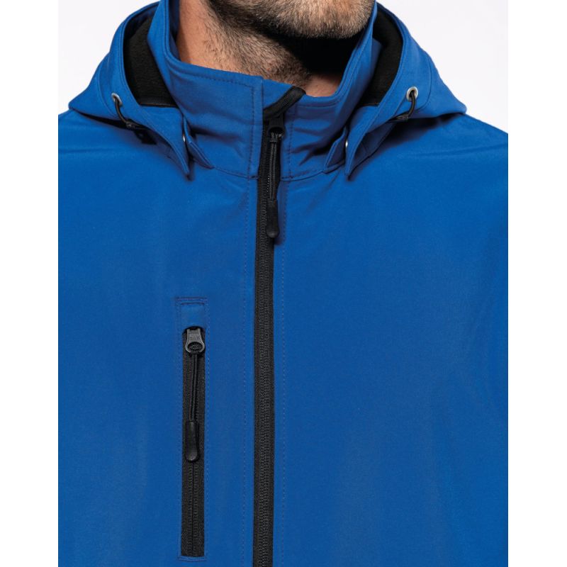 Veste Softshell 3 couches chaude à capuche avec manches amovibles, 300 g/m²